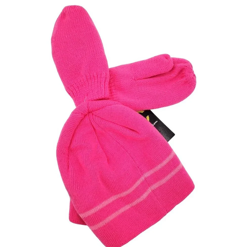 3 Piece Champion Kids Matching Set Girls Beanie Mittens Knit Outdoor Winter Snow